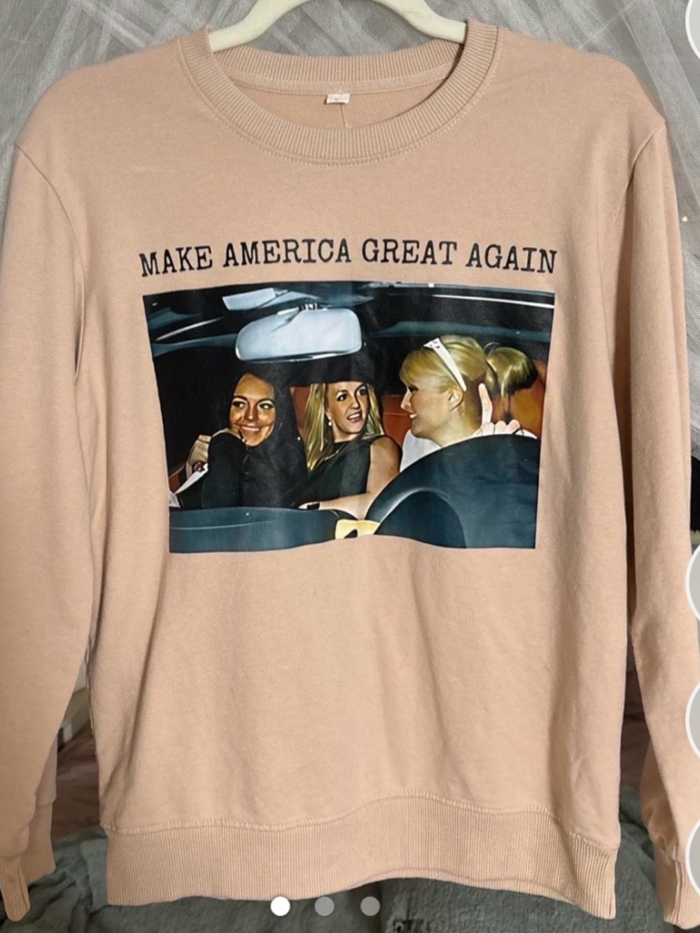 Graphic Sweatshirt with 'Make America Great Again' Print - Blush